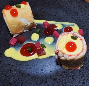 Chef's take on Artic Roll from the Three Horseshoes Inn, Leek, Staffordshire. Photocredit: Moorlands Eater